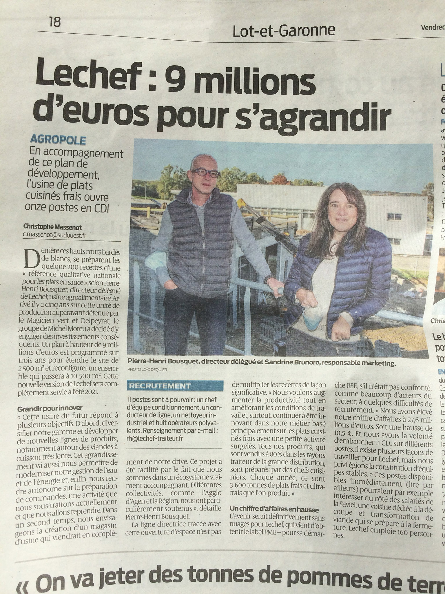 Article sud ouest du 06 11 20