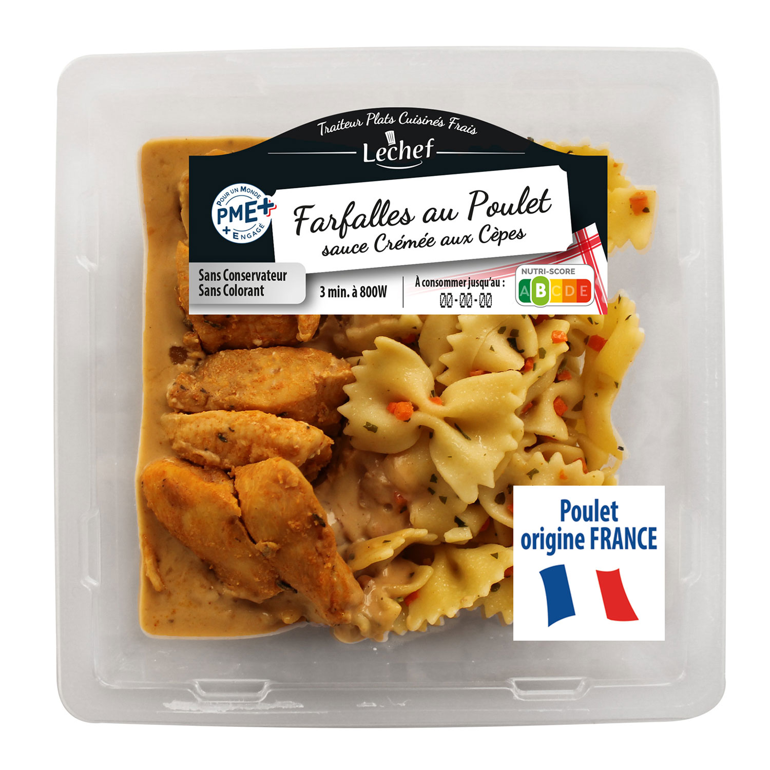 Farfalles poulet cèpes mono